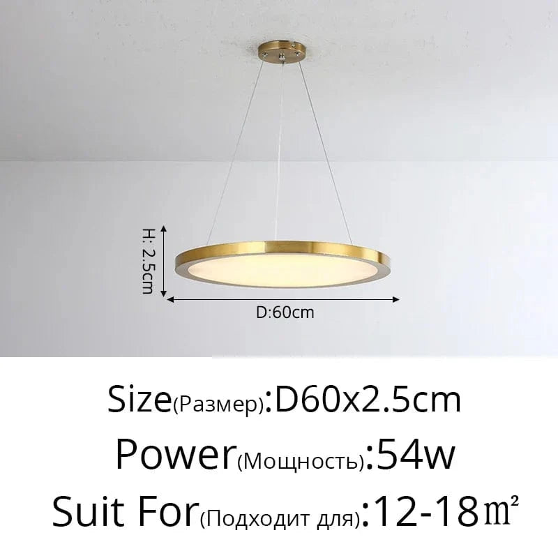 Suspension LED Ronde Dorée Moderne - Tendance Lumière | Marco Lucetti Or D60x2,5cm 54W / Blanc froid, pas de télécommande