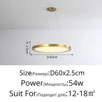 Suspension LED Ronde Dorée Moderne - Tendance Lumière | Marco Lucetti Or D60x2,5cm 54W / Blanc froid, pas de télécommande