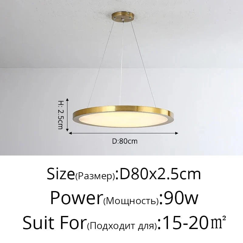 Suspension LED Ronde Dorée Moderne - Tendance Lumière | Marco Lucetti Or D80x2,5cm 90W / Blanc froid, pas de télécommande