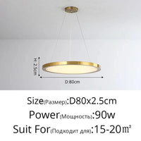 Suspension LED Ronde Dorée Moderne - Tendance Lumière | Marco Lucetti Or D80x2,5cm 90W / Blanc froid, pas de télécommande