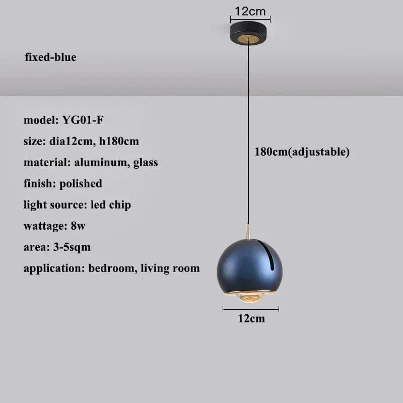 Suspension LED ronde moderne avec angle ajustable | Marco Lucetti Bleu fixe / 3 effets de lumière