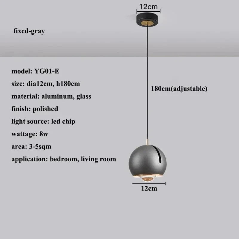 Suspension LED ronde moderne avec angle ajustable | Marco Lucetti Gris fixe / Contrôle tactile