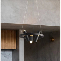 Lustre LED rotative en fer forgé - Design moderne