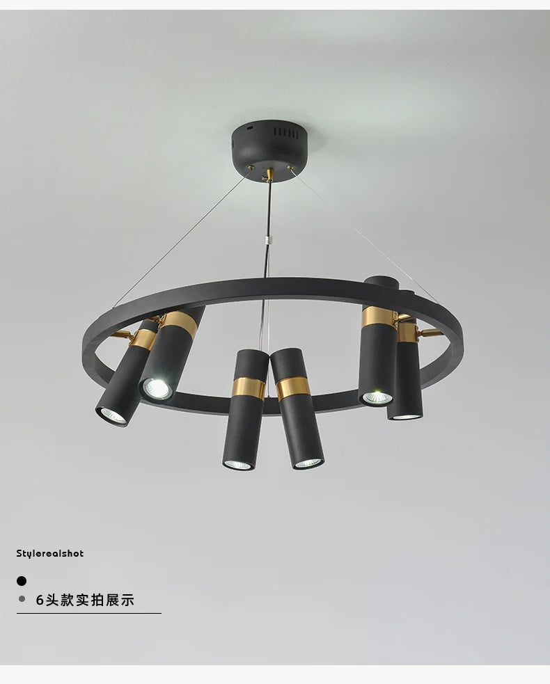 Lustre LED rotative en fer forgé - Design moderne