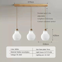 Suspension LED Scandinave en Bois | Marco Lucetti 023PL006 A1 3H Longue / Blanc froid