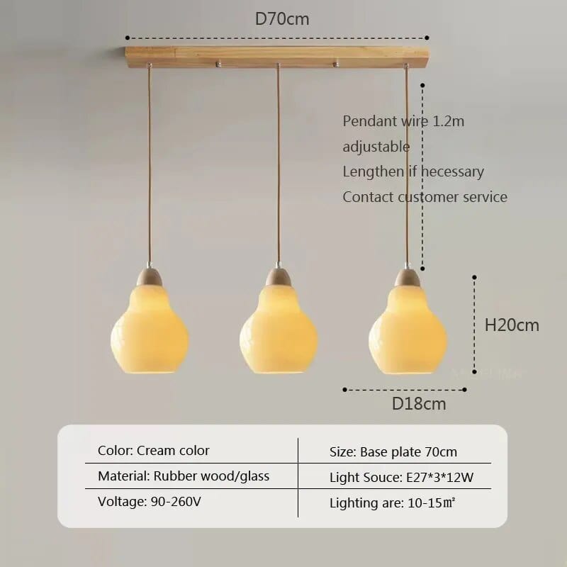 Suspension LED Scandinave en Bois | Marco Lucetti 023PL006 A2 3H Longue / Blanc froid