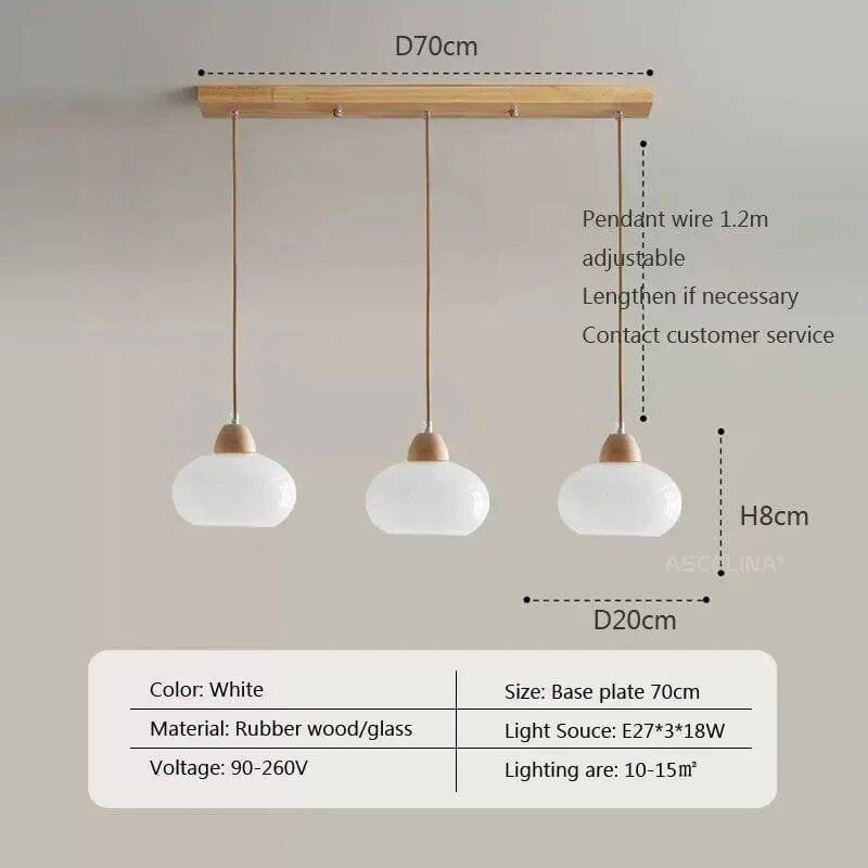 Suspension LED Scandinave en Bois | Marco Lucetti 023PL006 B1 3H Longue / Blanc froid