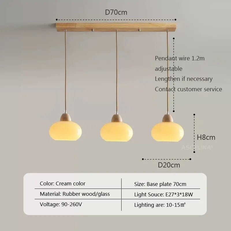 Suspension LED Scandinave en Bois | Marco Lucetti 023PL006 B2 3H Longue / Blanc froid
