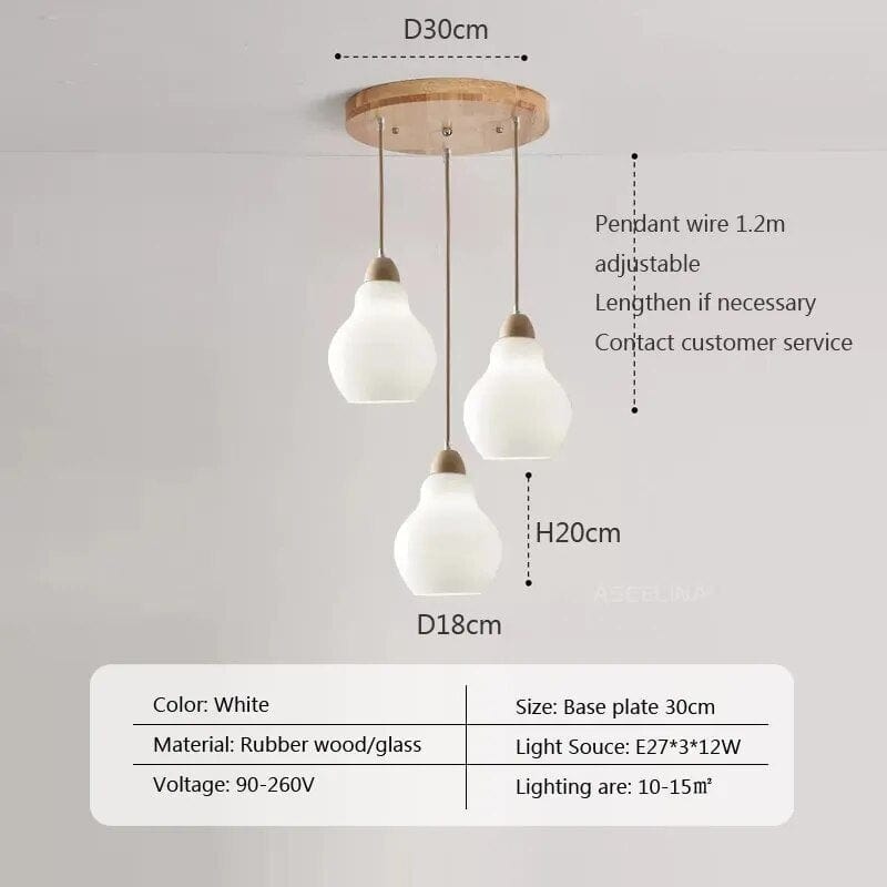 Suspension LED Scandinave en Bois | Marco Lucetti 023PL006 Disque A1 3H / Blanc froid