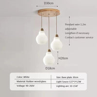 Suspension LED Scandinave en Bois | Marco Lucetti 023PL006 Disque A1 3H / Blanc froid
