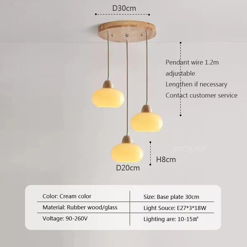 Suspension LED Scandinave en Bois | Marco Lucetti 023PL006 Disque B2 3H / Blanc froid