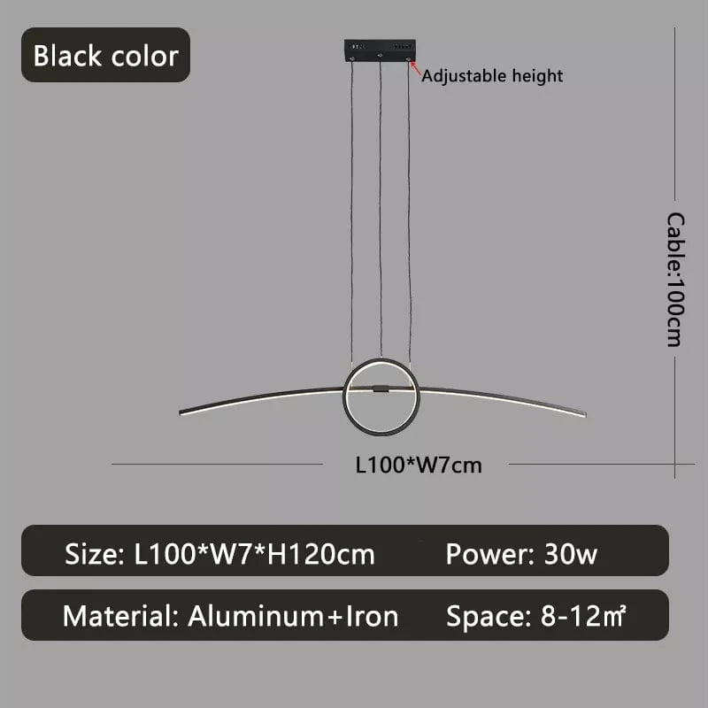 Suspension LED Smart Home Alexa | Marco Lucetti Noir Longueur 1000mm / Intensité variable avec Alexa