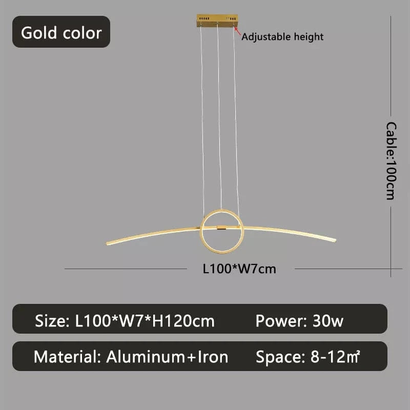 Suspension LED Smart Home Alexa | Marco Lucetti Or Longueur 1000mm / Intensité variable avec Alexa