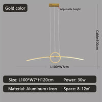 Suspension LED Smart Home Alexa | Marco Lucetti Or Longueur 1000mm / Intensité variable avec Alexa