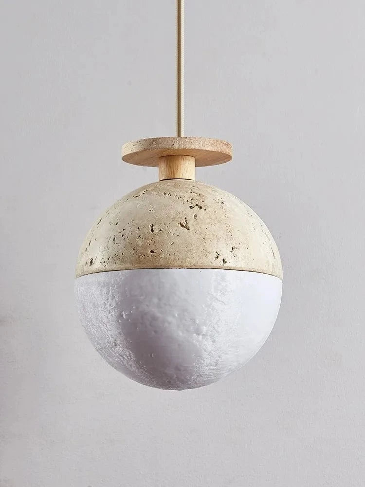 Suspension LED Style Crème - Chambre Chevet Petite Maison Enfants Rome Décoration Pierre Ronde | Marco Lucetti