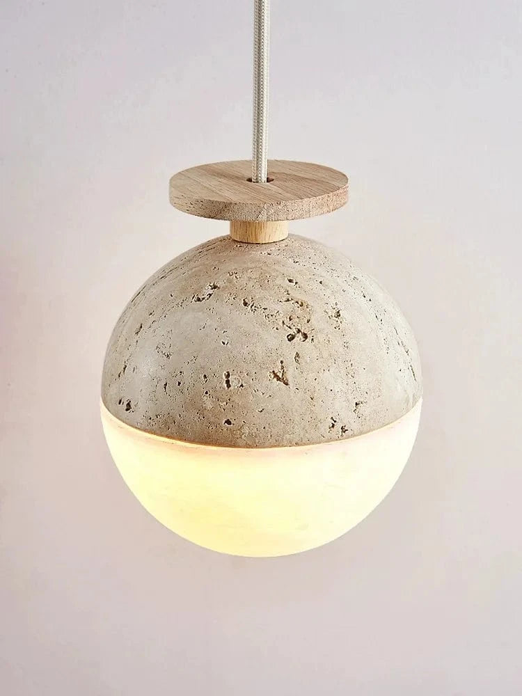 Suspension LED Style Crème - Chambre Chevet Petite Maison Enfants Rome Décoration Pierre Ronde | Marco Lucetti