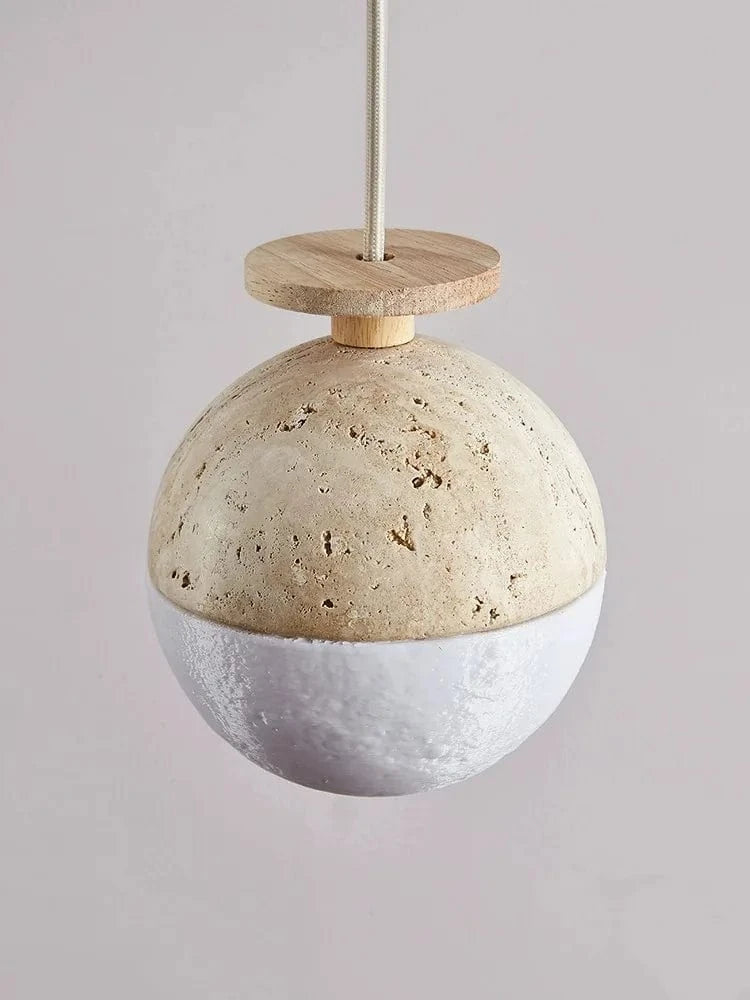 Suspension LED Style Crème - Chambre Chevet Petite Maison Enfants Rome Décoration Pierre Ronde | Marco Lucetti