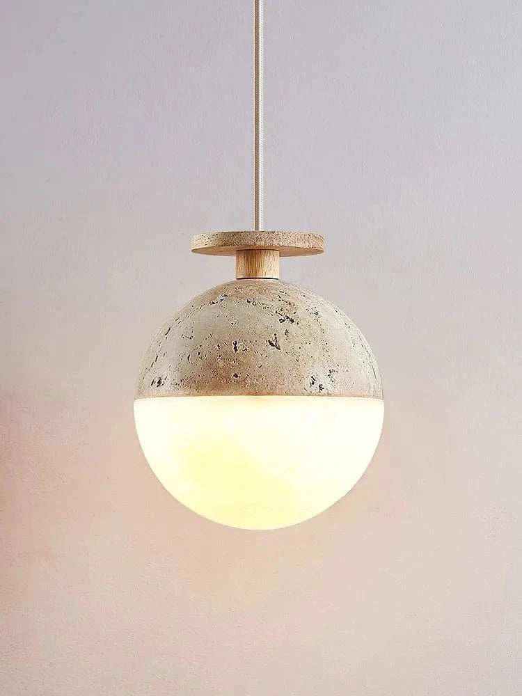 Suspension LED Style Crème - Chambre Chevet Petite Maison Enfants Rome Décoration Pierre Ronde | Marco Lucetti