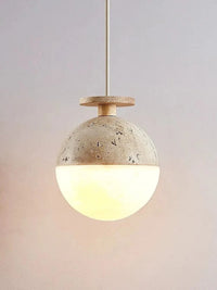 Suspension LED Style Crème - Chambre Chevet Petite Maison Enfants Rome Décoration Pierre Ronde | Marco Lucetti