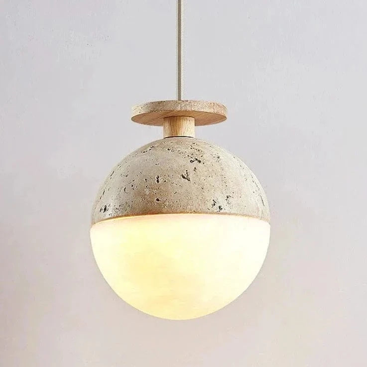 Suspension LED Style Crème - Chambre Chevet Petite Maison Enfants Rome Décoration Pierre Ronde | Marco Lucetti