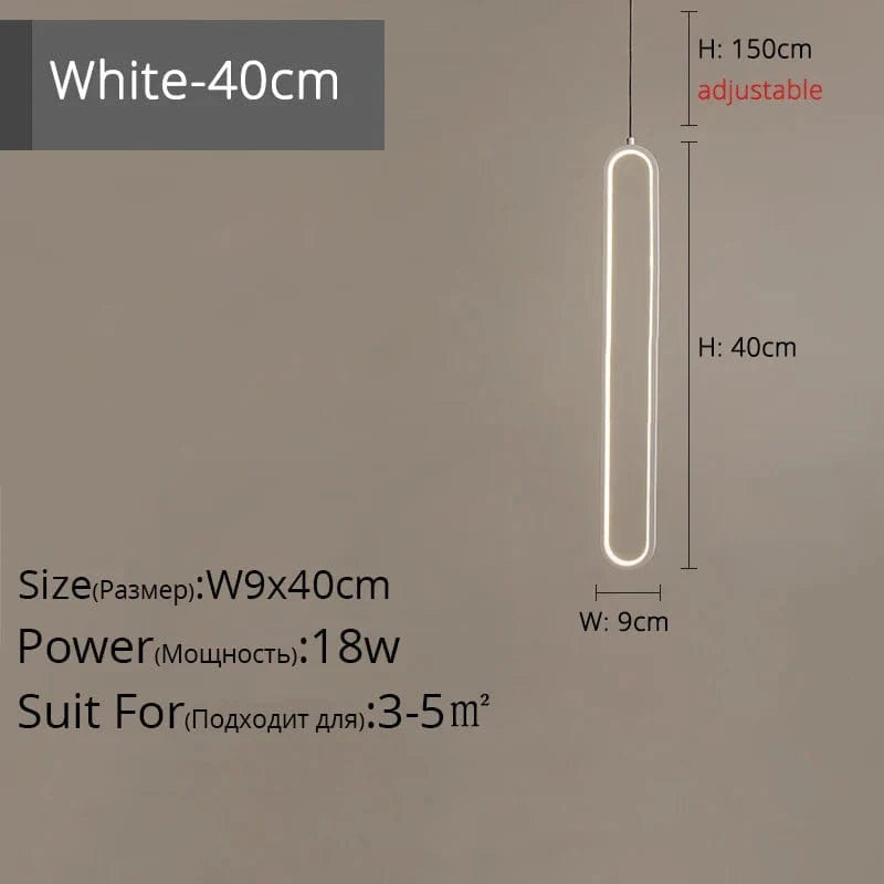 Suspension LED "Touw" - Petite Touche Nordique Épurée | Marco Lucetti Blanc L9x40cm 18W / Blanc froid, pas de télécommande