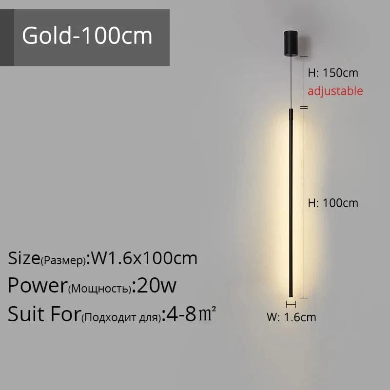 Suspension LED "Touw" - Petite Touche Nordique Épurée | Marco Lucetti Noir L1,6x100cm 20W / Blanc froid, pas de télécommande