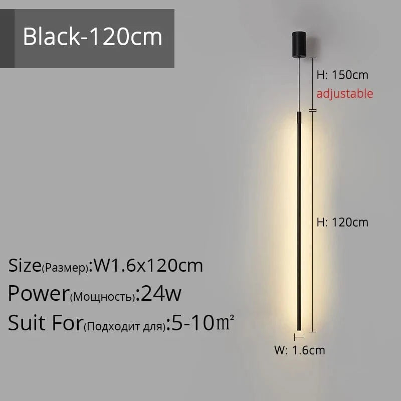 Suspension LED "Touw" - Petite Touche Nordique Épurée | Marco Lucetti Noir L1,6x120cm 24W / Blanc froid, pas de télécommande