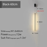 Suspension LED "Touw" - Petite Touche Nordique Épurée | Marco Lucetti Noir L1,6x60cm 12W / Blanc froid, pas de télécommande