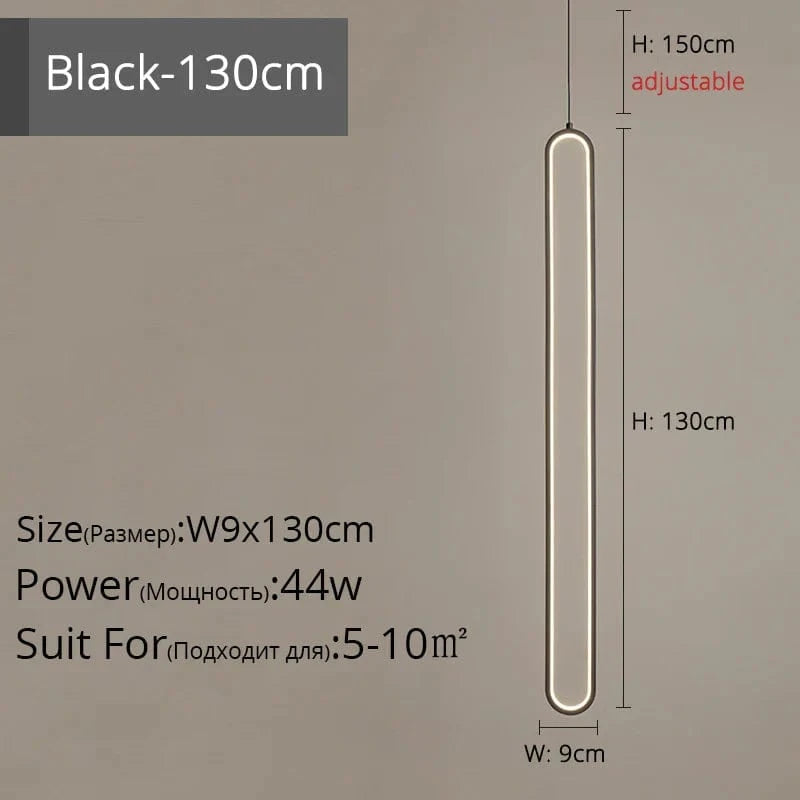 Suspension LED "Touw" - Petite Touche Nordique Épurée | Marco Lucetti Noir L9x130cm 44W / Blanc froid, pas de télécommande