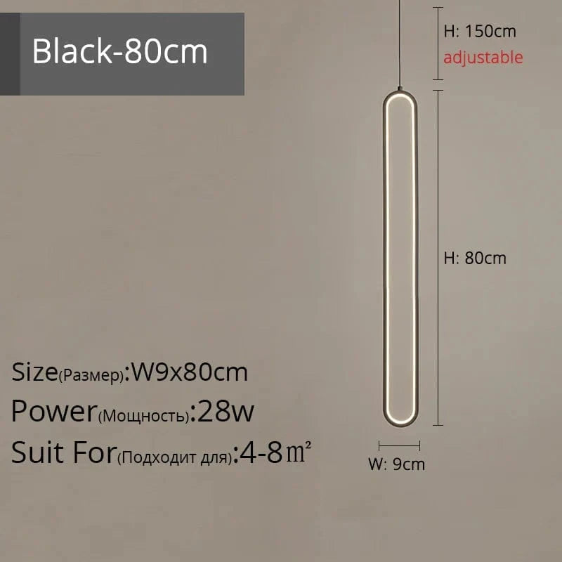 Suspension LED "Touw" - Petite Touche Nordique Épurée | Marco Lucetti Noir L9x80cm 28W / Blanc froid, pas de télécommande