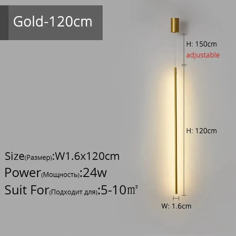 Suspension LED "Touw" - Petite Touche Nordique Épurée | Marco Lucetti Or L1,6x120cm 24W / Blanc froid, pas de télécommande