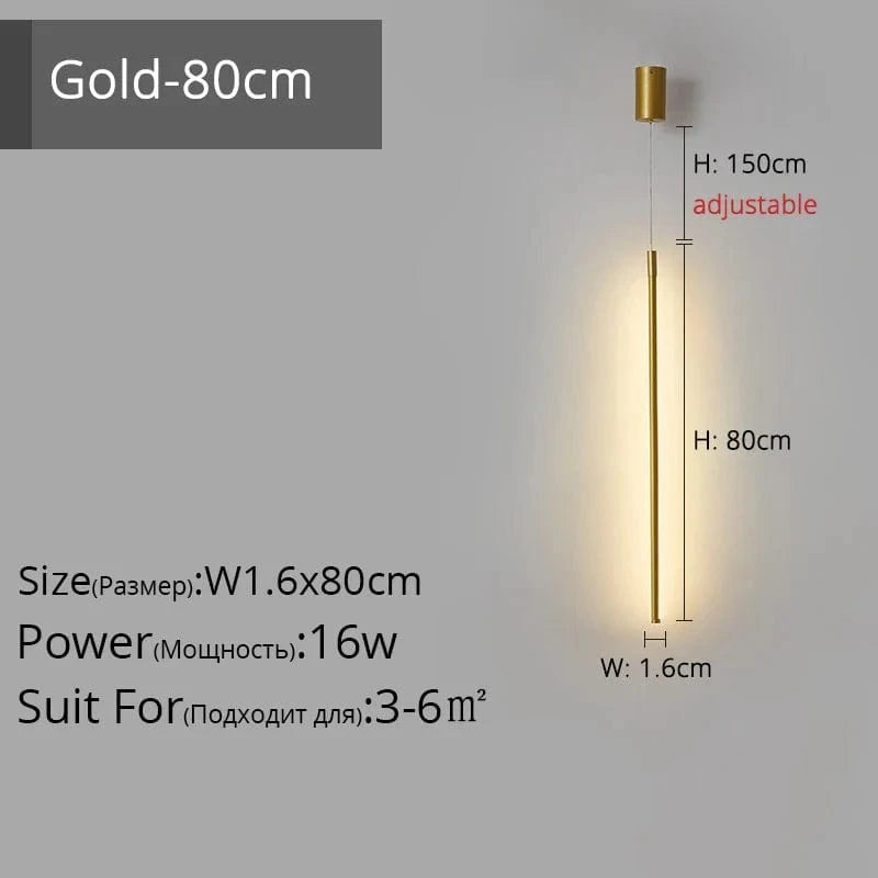 Suspension LED "Touw" - Petite Touche Nordique Épurée | Marco Lucetti Or L1,6x80cm 16W / Blanc froid, pas de télécommande