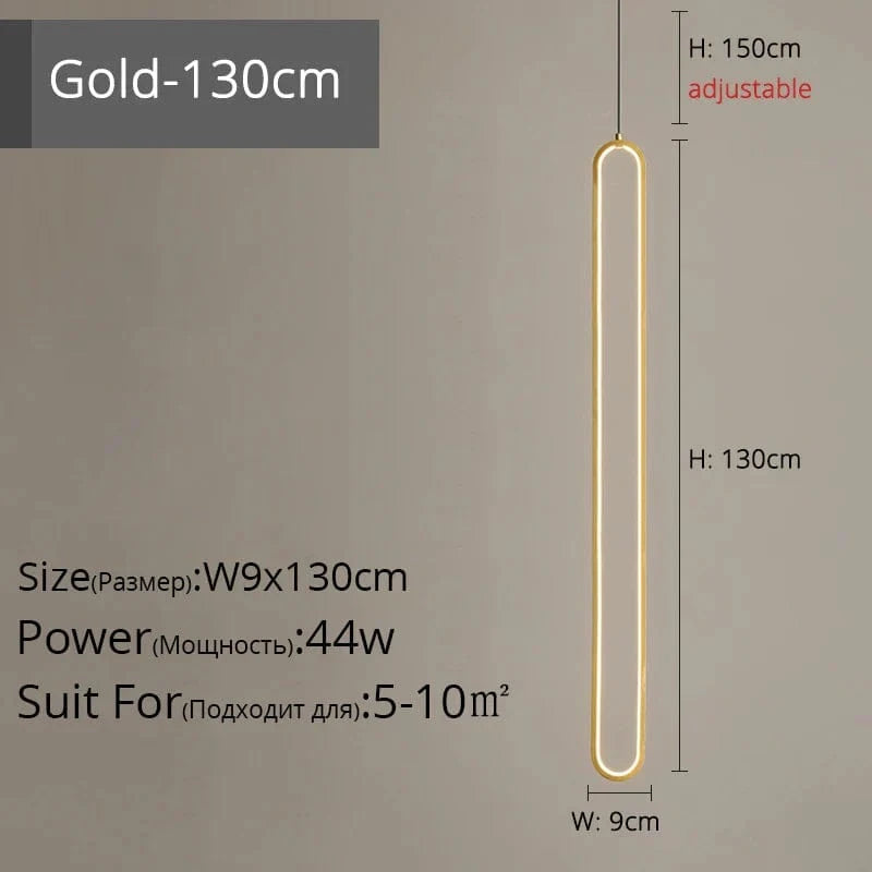 Suspension LED "Touw" - Petite Touche Nordique Épurée | Marco Lucetti Or L9x130cm 44W / Blanc froid, pas de télécommande