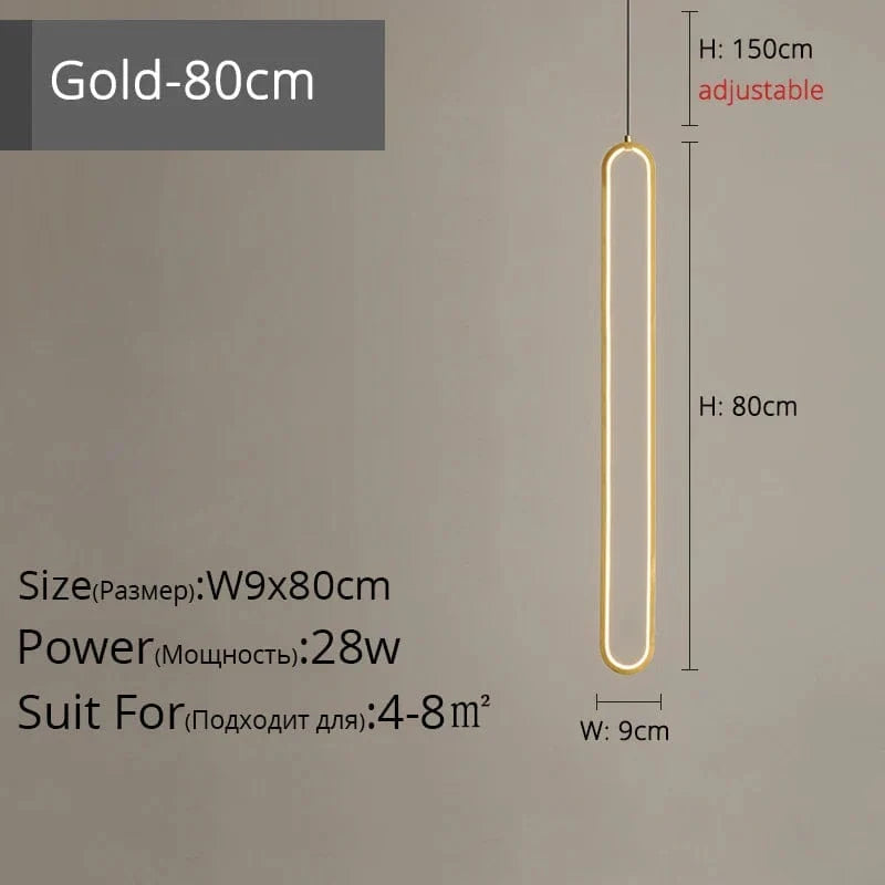 Suspension LED "Touw" - Petite Touche Nordique Épurée | Marco Lucetti Or L9x80cm 28W / Blanc froid, pas de télécommande