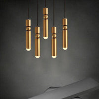 Suspension LED tube doré Céléstia | Marco Lucetti