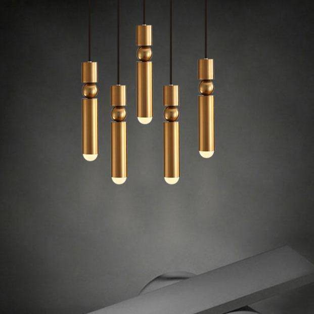 Suspension LED tube doré Céléstia | Marco Lucetti
