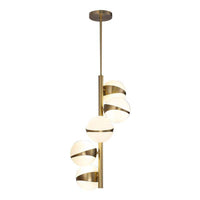 Suspension LED Tube Dorée avec Boules Blanches | Marco Lucetti