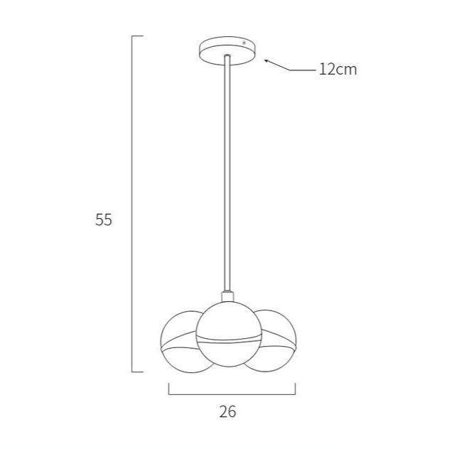 Suspension LED Tube Dorée avec Boules Blanches | Marco Lucetti 26 x 55cm
