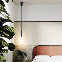 Suspension LED Tube Lumineux Doré ou Noir - Amias  | Marco Lucetti