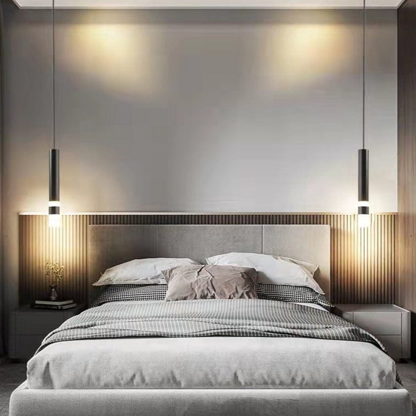 Suspension LED Tube Lumineux Doré ou Noir - Amias  | Marco Lucetti