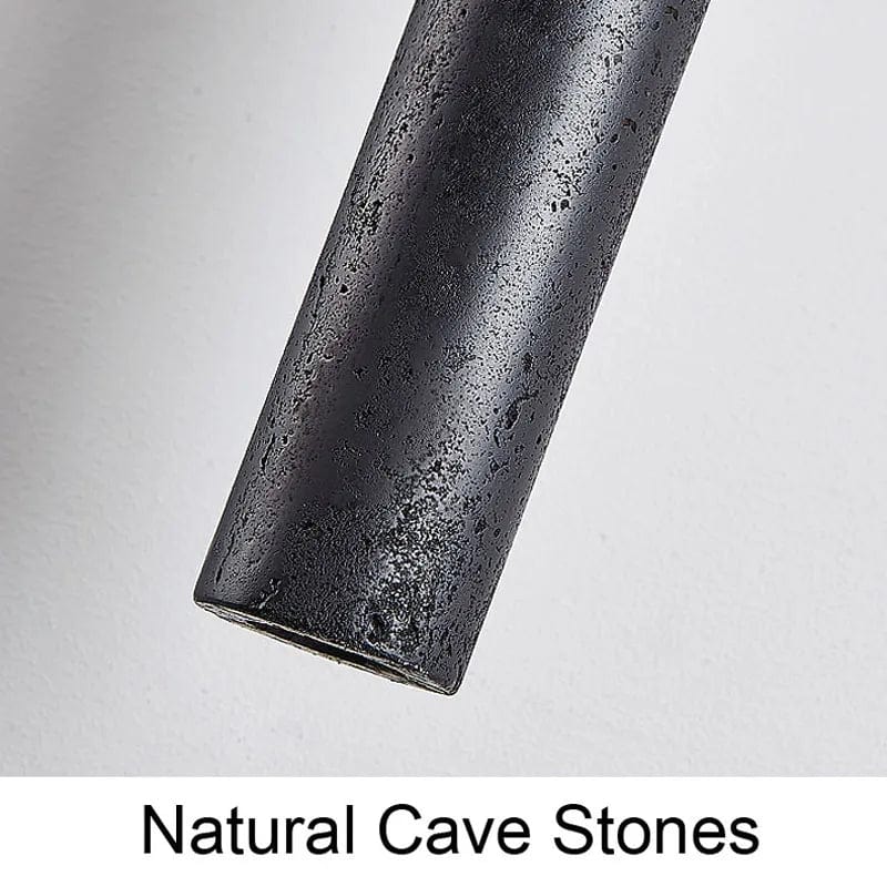 Suspension LED ultra-fine en pierre noire perforée - Design minimaliste modern. | Marco Lucetti