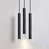 Suspension LED ultra-fine en pierre noire perforée - Design minimaliste modern. | Marco Lucetti