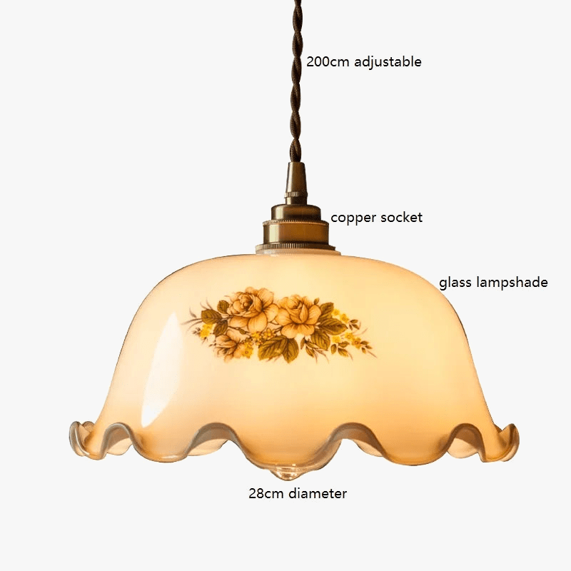 Suspension LED Vintage en verre avec motifs floraux pour intérieur | Marco Lucetti