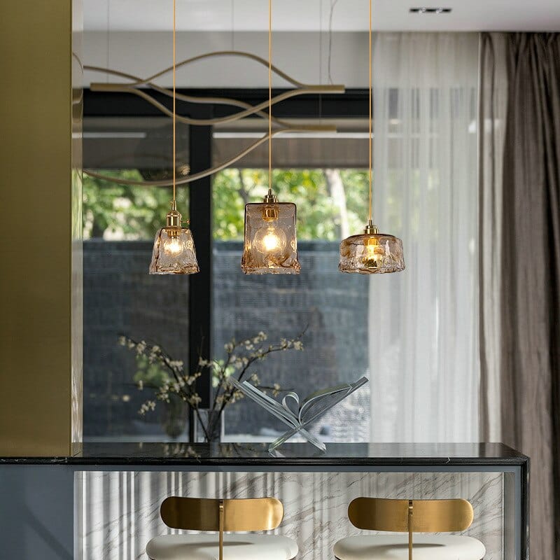 Suspension LED vintage en verre Dolkor. | Marco Lucetti A + C + E - Base longue