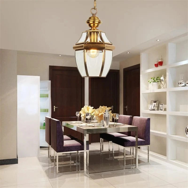 Suspension LED vintage en verre et cuivre pour intérieur et extérieur. | Marco Lucetti