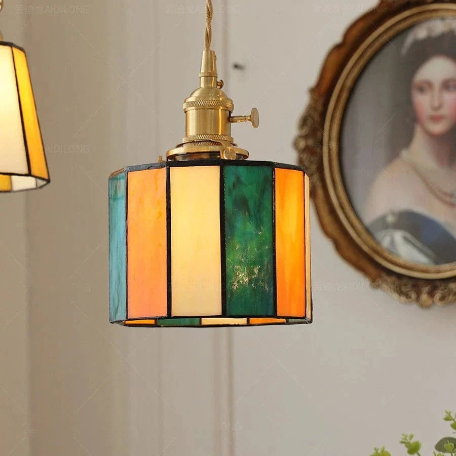 Suspension LED Vintage Japonais, Style Élégant - Douille Cuivre, Abat-Jour en Verre | Marco Lucetti