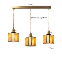 Suspension LED Vintage Japonais, Style Élégant - Douille Cuivre, Abat-Jour en Verre | Marco Lucetti 3 têtes 12 / 4W (MAX100W)