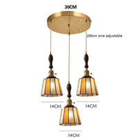 Suspension LED Vintage Japonais, Style Élégant - Douille Cuivre, Abat-Jour en Verre | Marco Lucetti 3 têtes 2 / 4W (MAX100W)