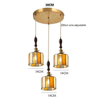 Suspension LED Vintage Japonais, Style Élégant - Douille Cuivre, Abat-Jour en Verre | Marco Lucetti 3 têtes 4 / 4W (MAX100W)