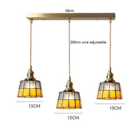 Suspension LED Vintage Japonais, Style Élégant - Douille Cuivre, Abat-Jour en Verre | Marco Lucetti 3 têtes 5 / 4W (MAX100W)